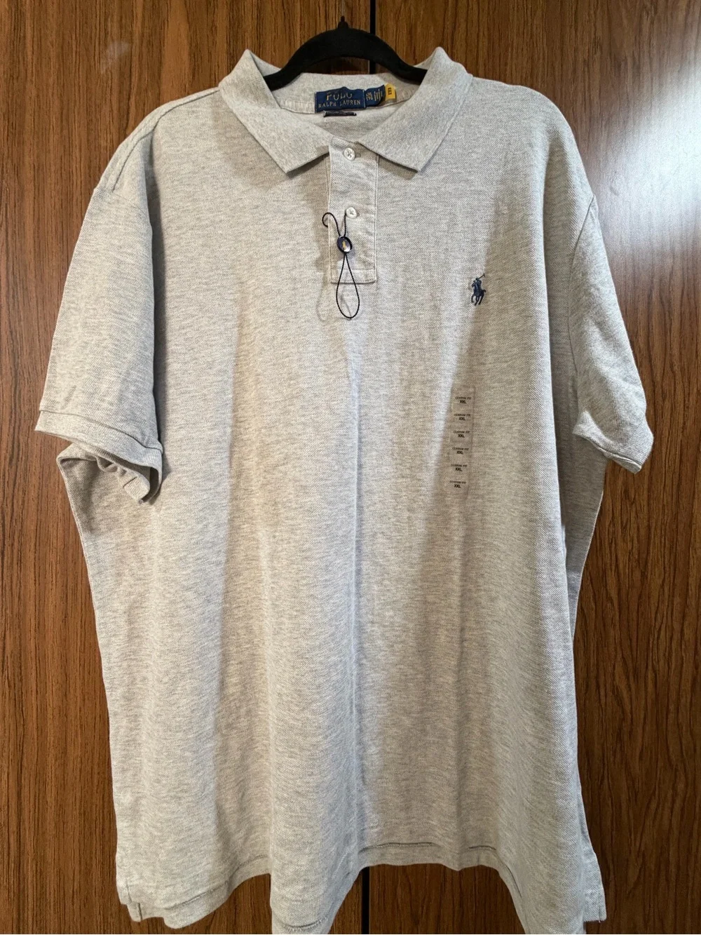 NWOT Ralph Lauren Men’s Light Gray Mesh Polo with Embroidered Pony size XXL